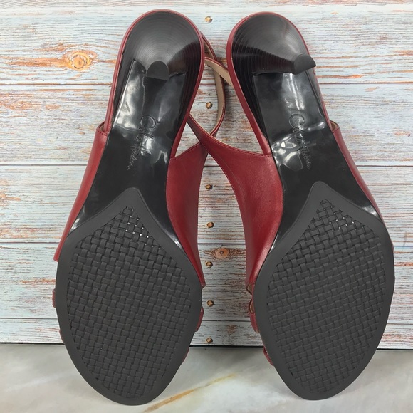 Cole Haan Aline Heeled Strappy Sandals in Red Leather - Picture 8 of 9